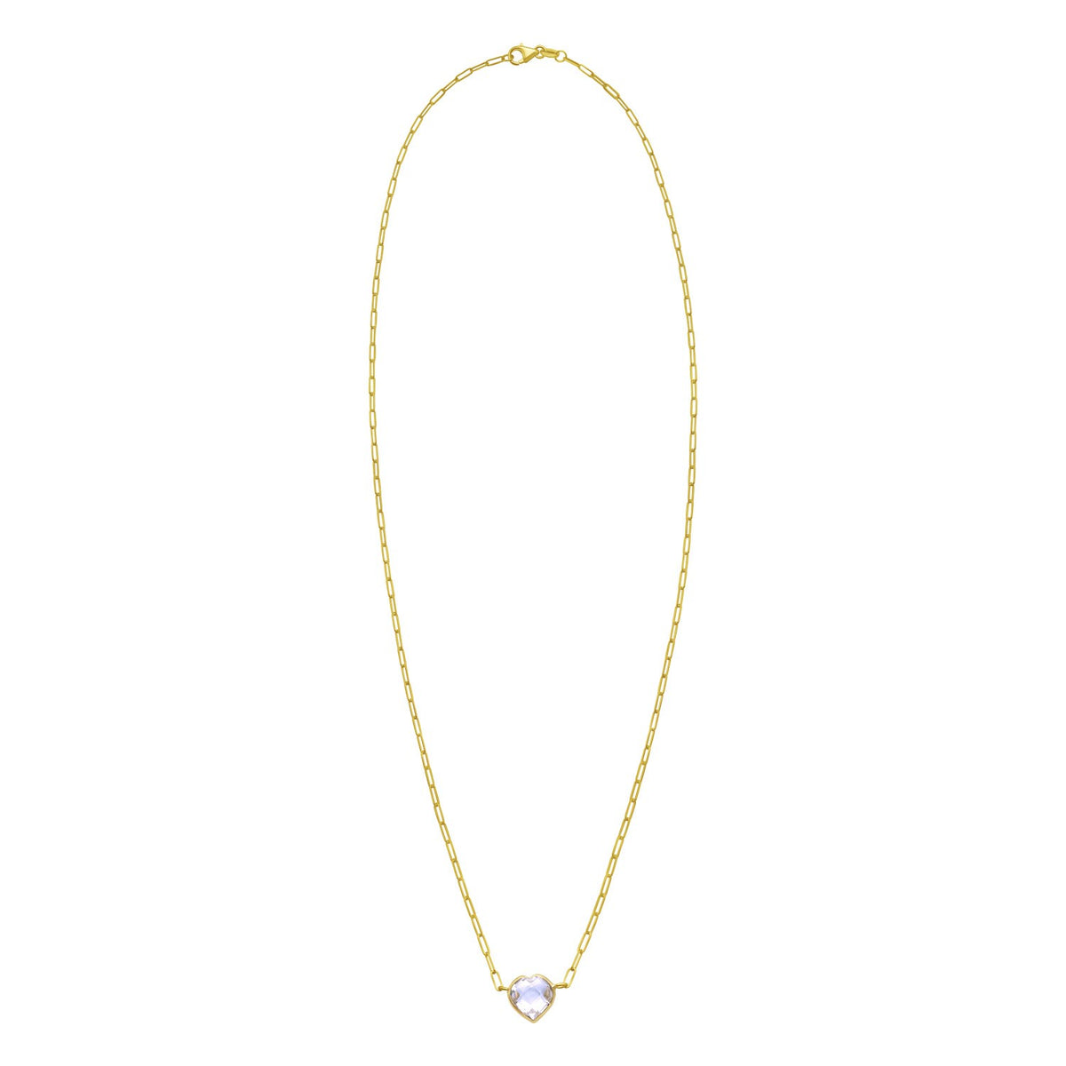 14K White Topaz Heart Necklace (1.50 mm)