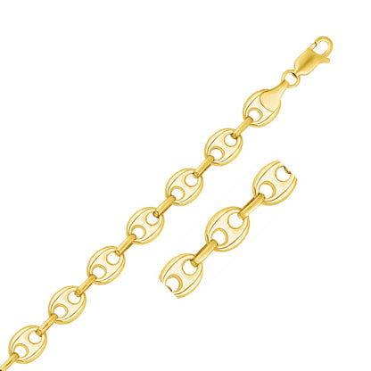 14k Yellow Gold Puffed Mariner Link Bracelet (6.80 mm)