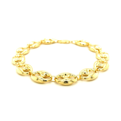 14k Yellow Gold Puffed Mariner Link Bracelet (6.80 mm)