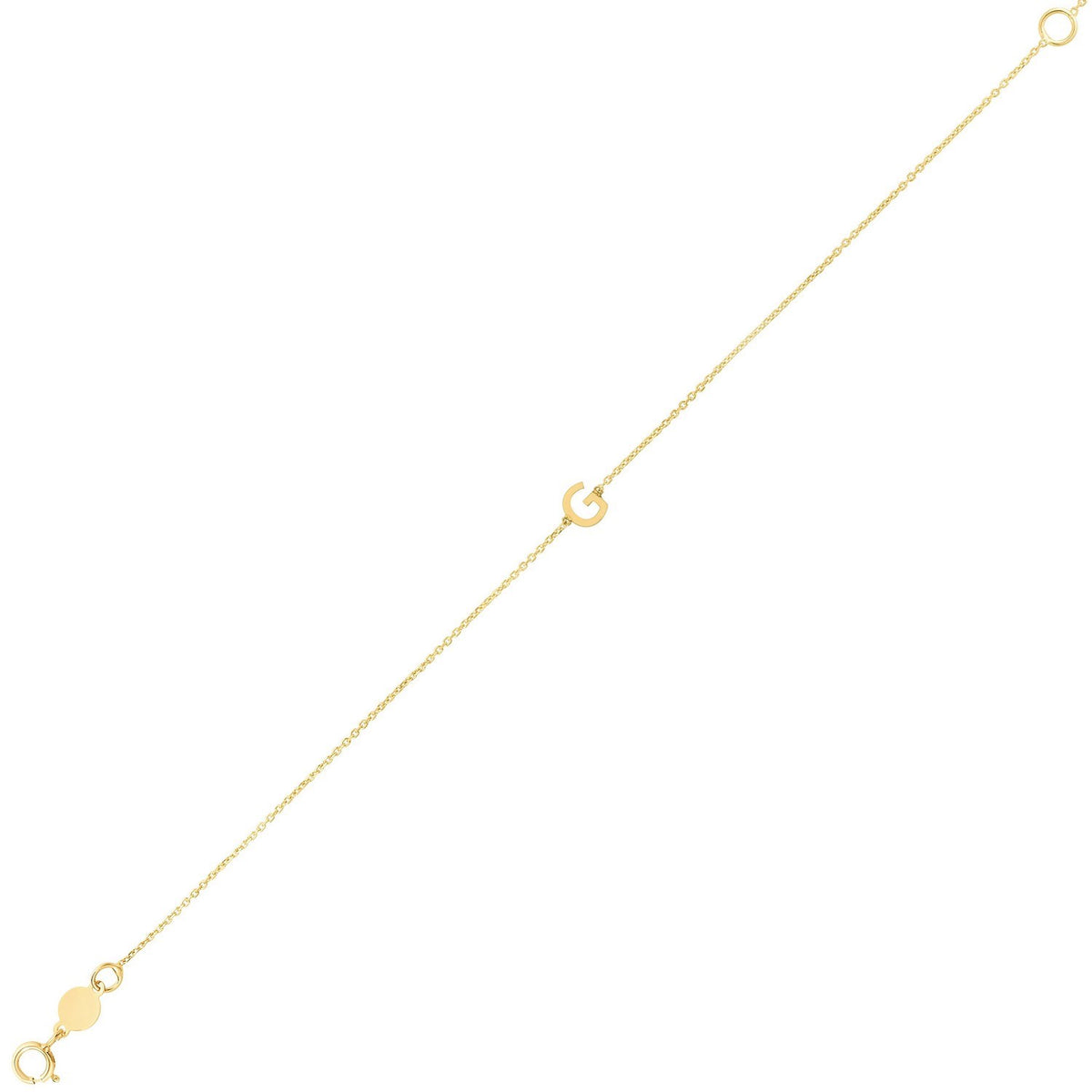 14K Yellow Gold Mini Initial G Bracelet