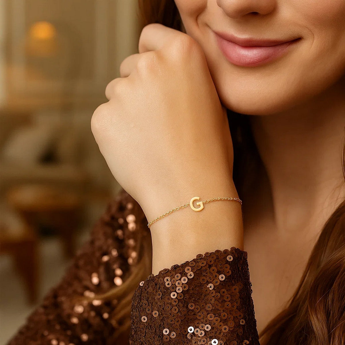 14K Yellow Gold Mini Initial G Bracelet