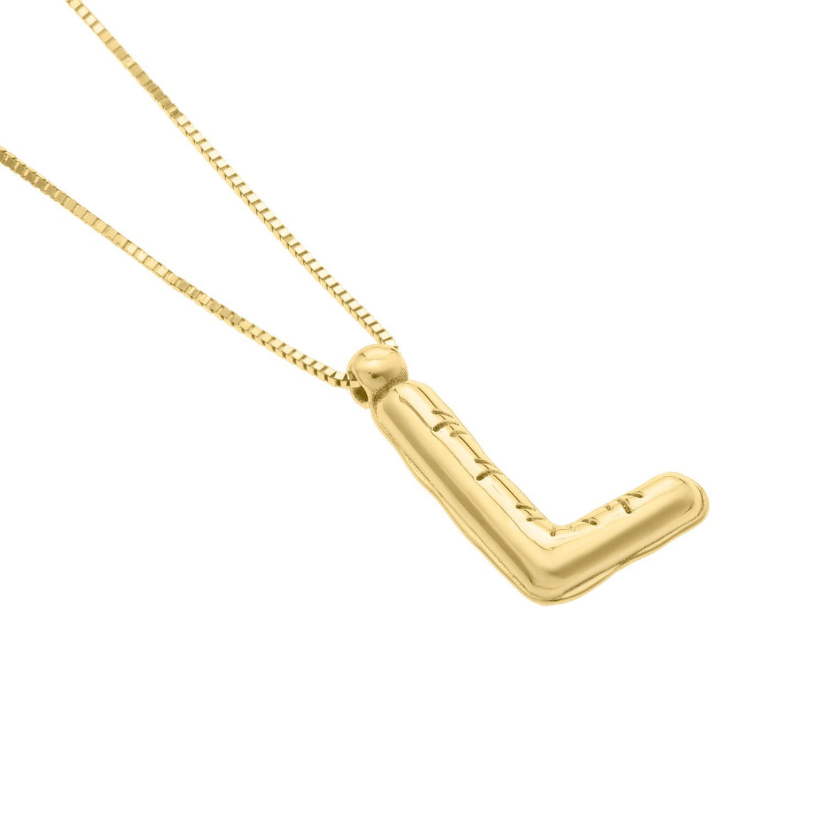 14K Yellow Gold Helium Initial L Pendant