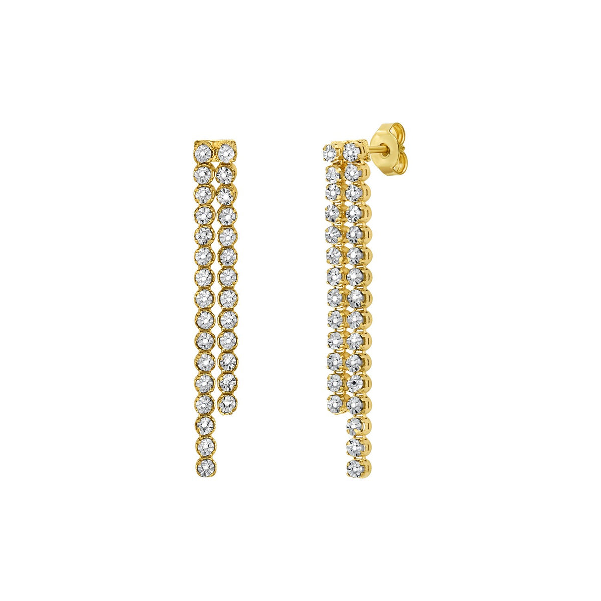 14K Two Tone Gold Diamon Oro Cascade Drop Earrings
