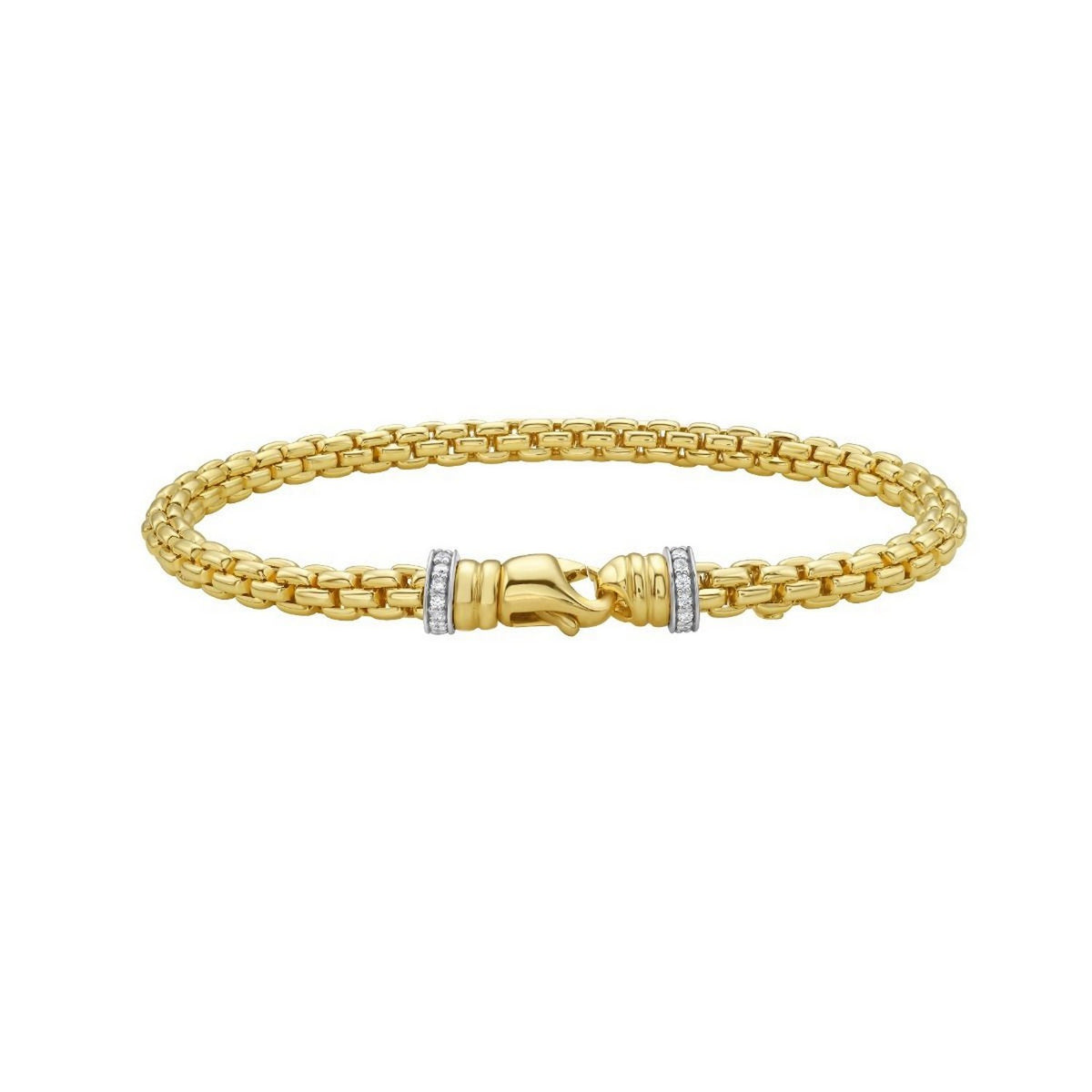 14K Yellow Gold Venetian Link Diamond Accented Clasp Bracelet