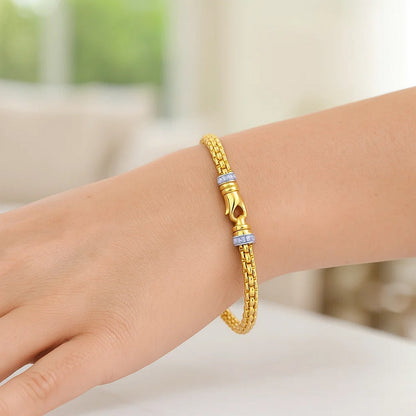14K Yellow Gold Venetian Link Diamond Accented Clasp Bracelet