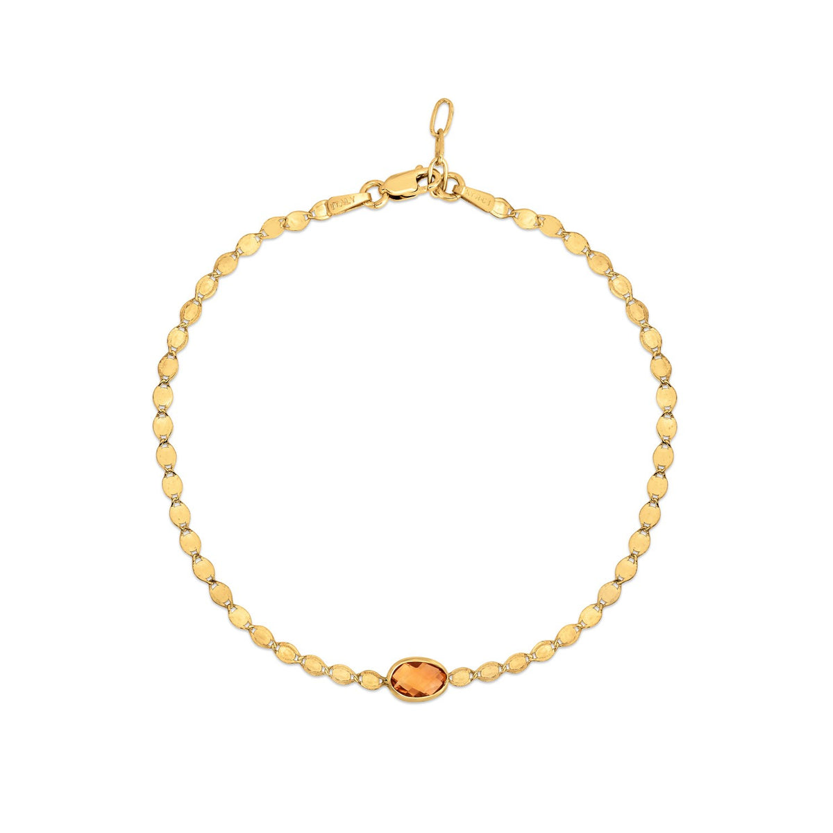 14K Yellow Gold Citrine Mirrored Chain Bracelet (2.20 mm)