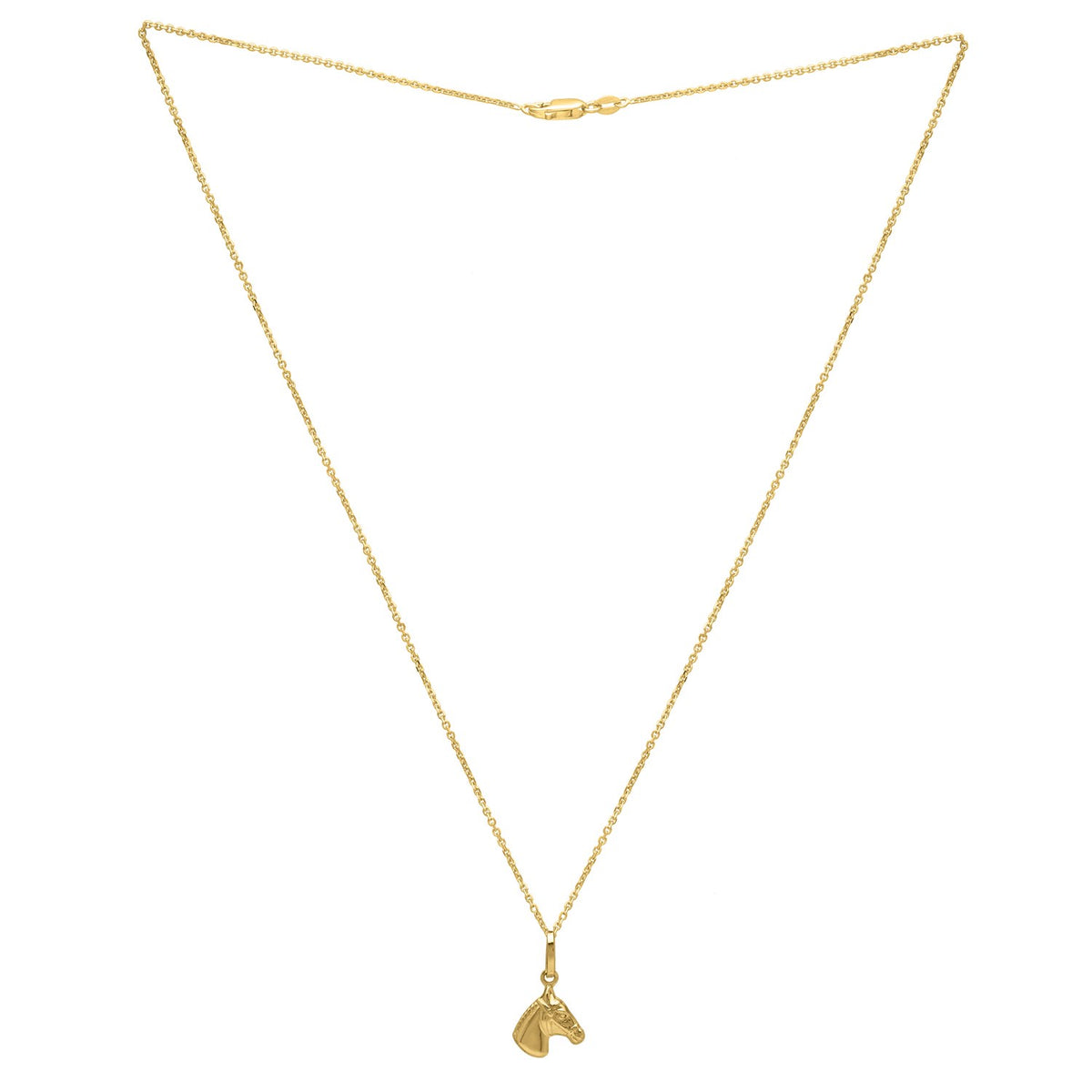 Horse Profile Small Necklace in 14K Yellow Gold