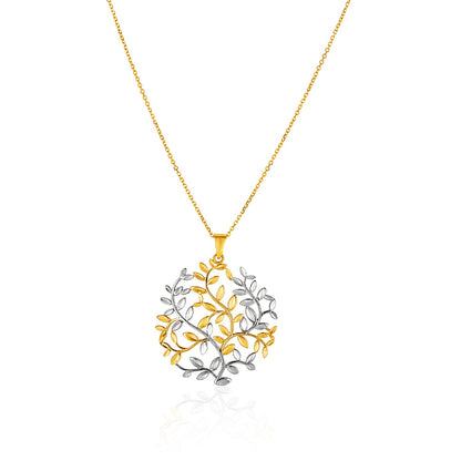 14k Two-Tone Yellow and Tree of Life Pendant