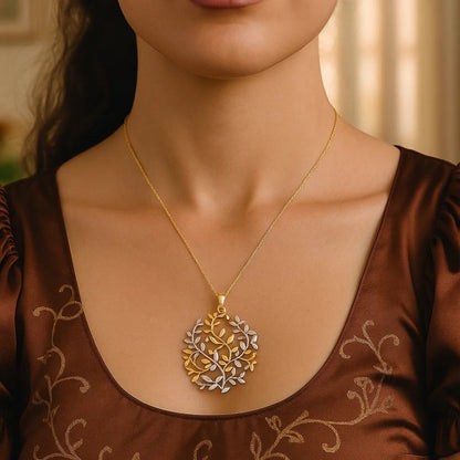14k Two-Tone Yellow and Tree of Life Pendant
