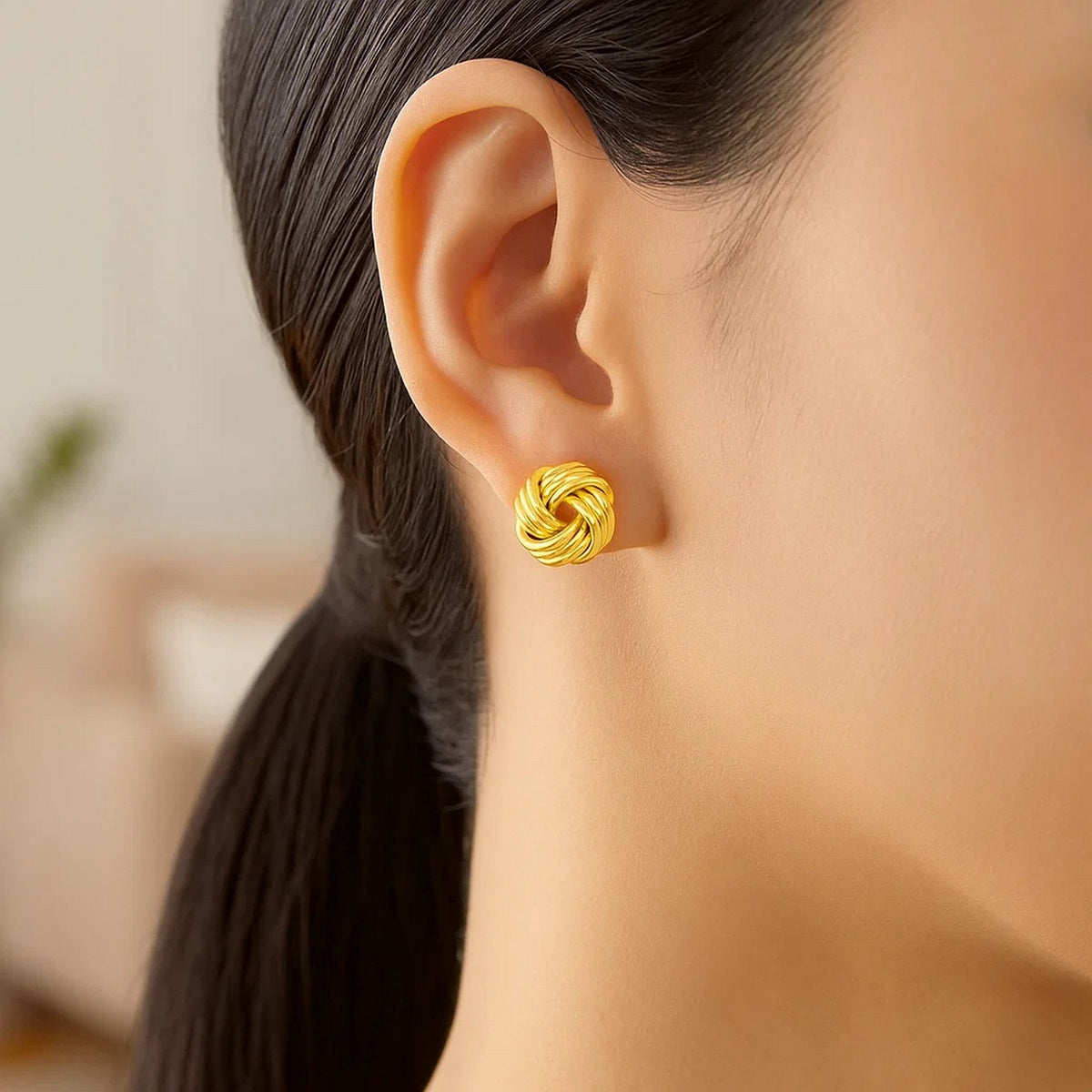 Love Knot Post Earrings in 14k Yellow Gold