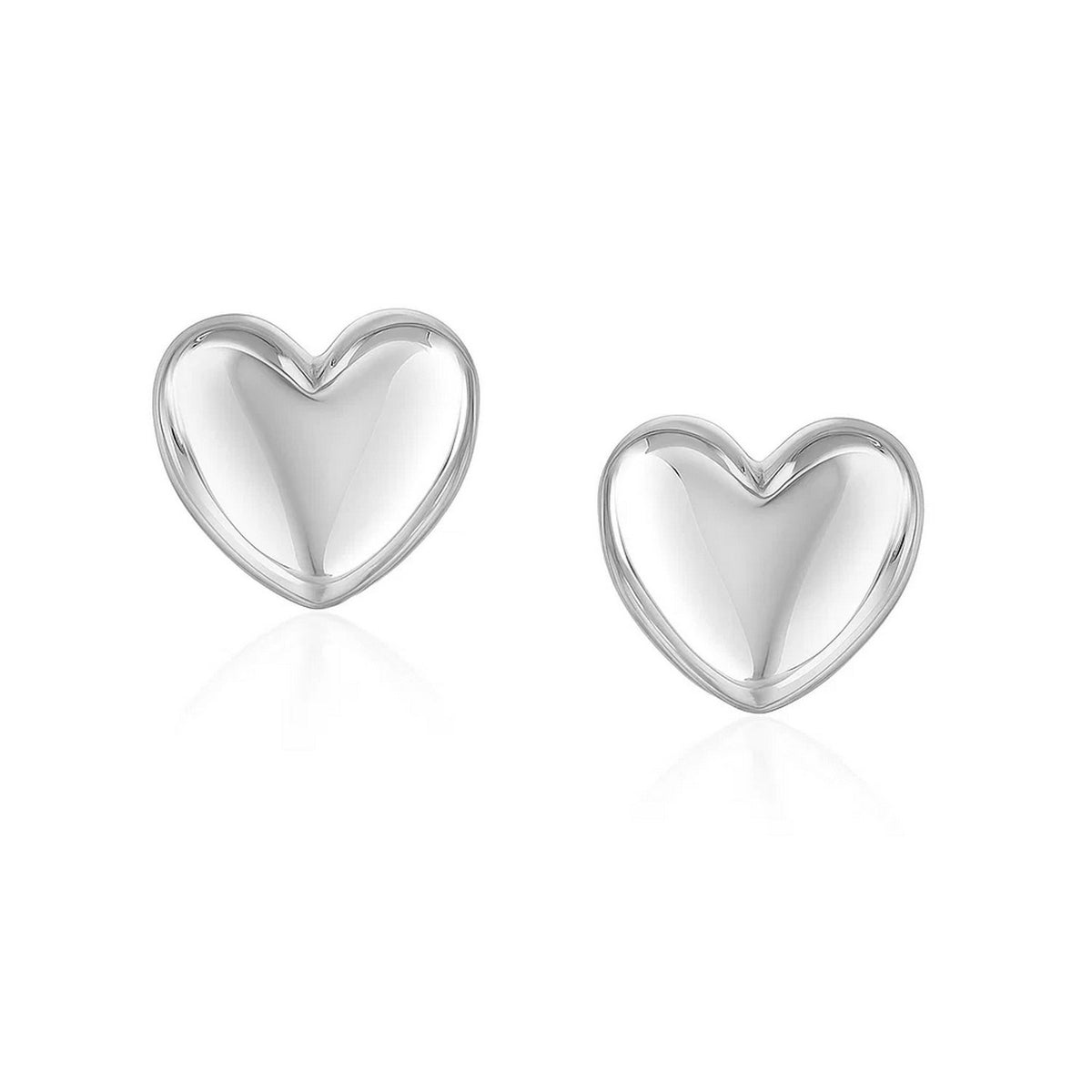 14k Puffed Heart Shape Shiny Earrings