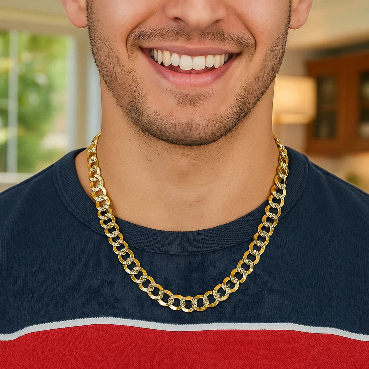 14k Two Tone Gold Pave Curb Chain
