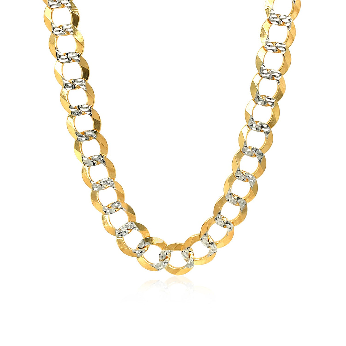 14k Two Tone Gold Pave Curb Chain