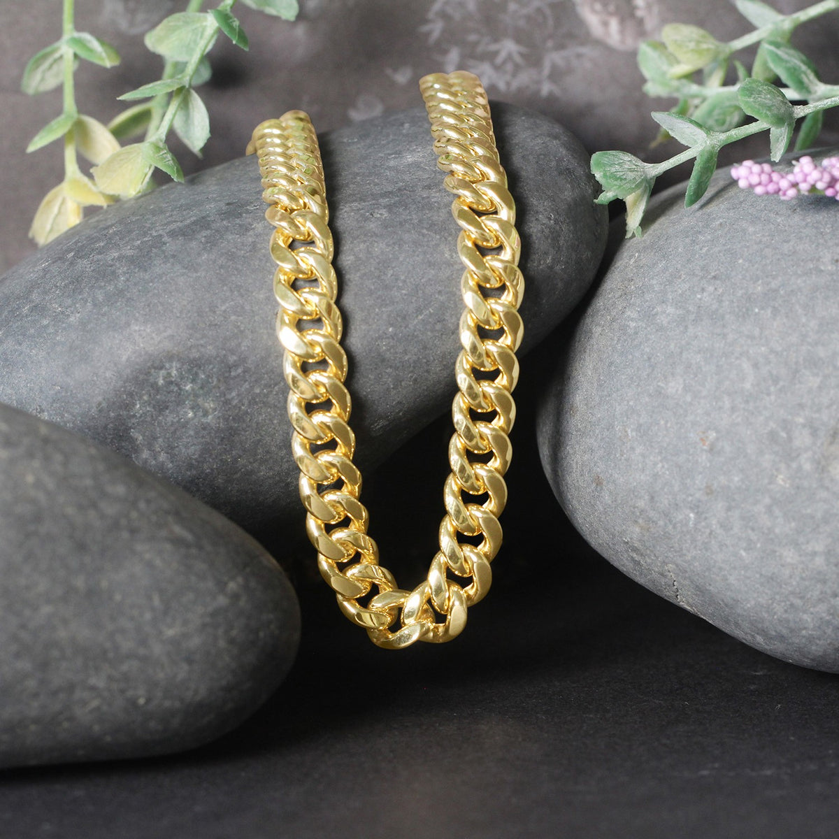 14k Yellow Gold Semi Solid Miami Cuban Chain