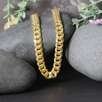 14k Yellow Gold Semi Solid Miami Cuban Chain