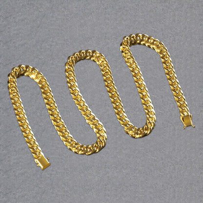 14k Yellow Gold Semi Solid Miami Cuban Chain