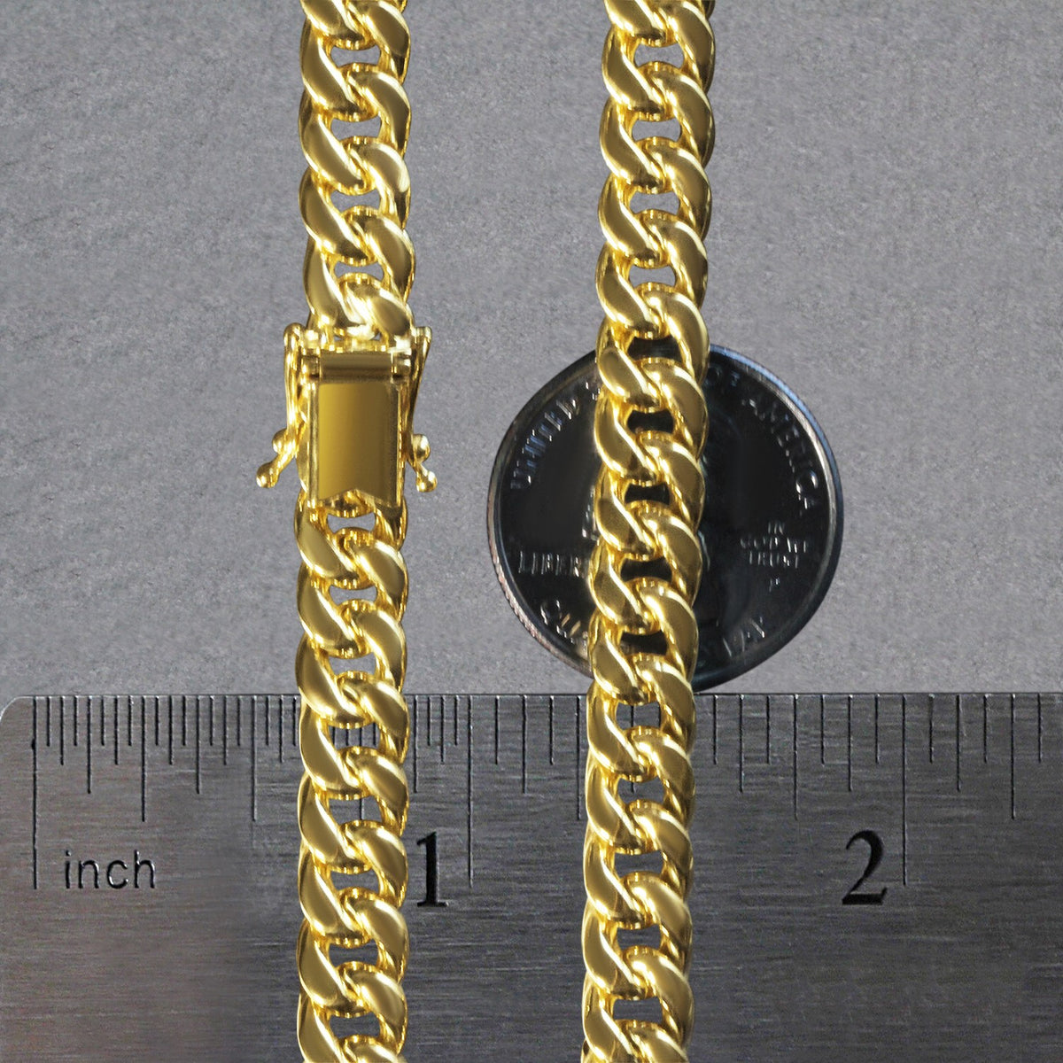 14k Yellow Gold Semi Solid Miami Cuban Chain