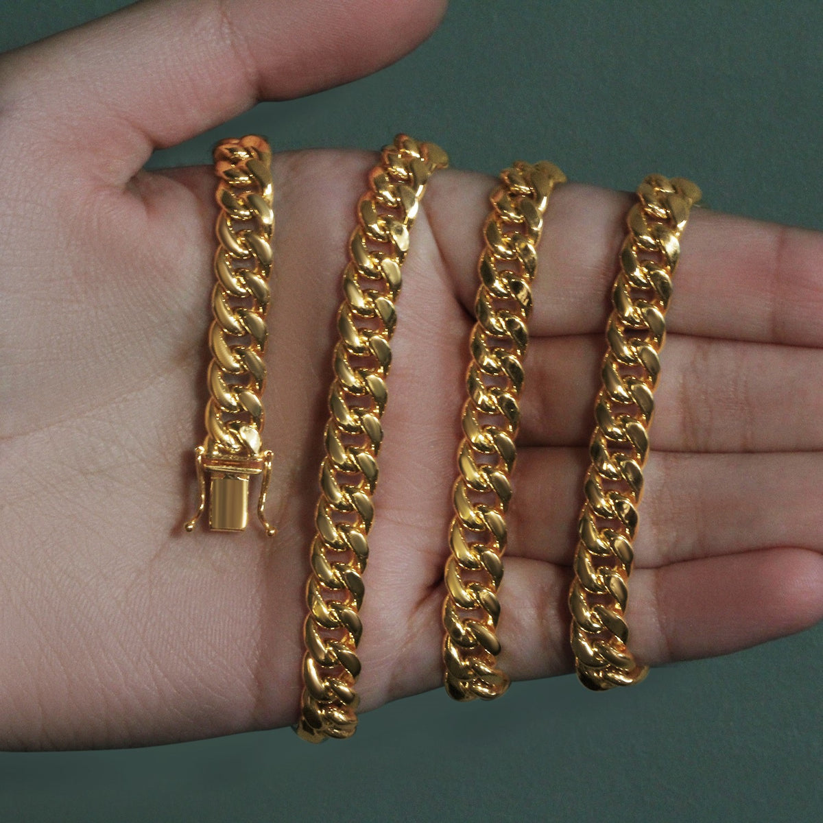14k Yellow Gold Semi Solid Miami Cuban Chain