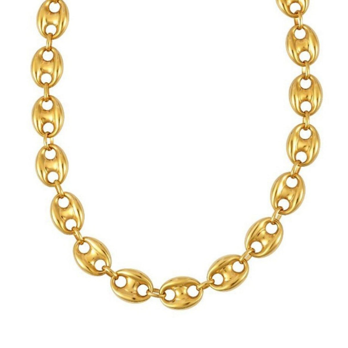 Puffed Mariner Link 12mm Necklace in 14K Yellow Gold