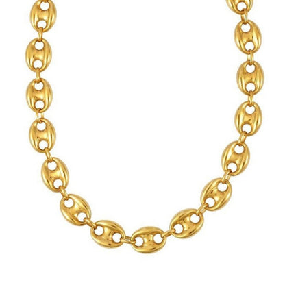 Puffed Mariner Link 12mm Necklace in 14K Yellow Gold