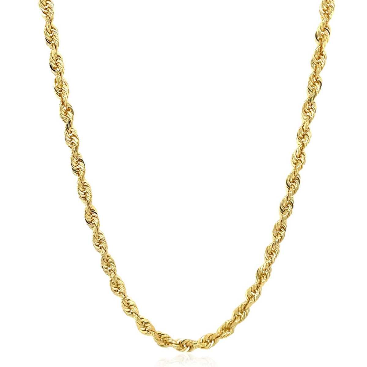14K Yellow Gold Hollow Diamond Cut Rope Chain
