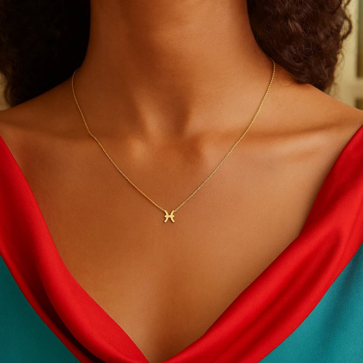 14K Yellow Gold Pisces Necklace