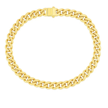 14k Yellow Gold Polished Miami Cuban Chain Bracelet (6.50 mm)