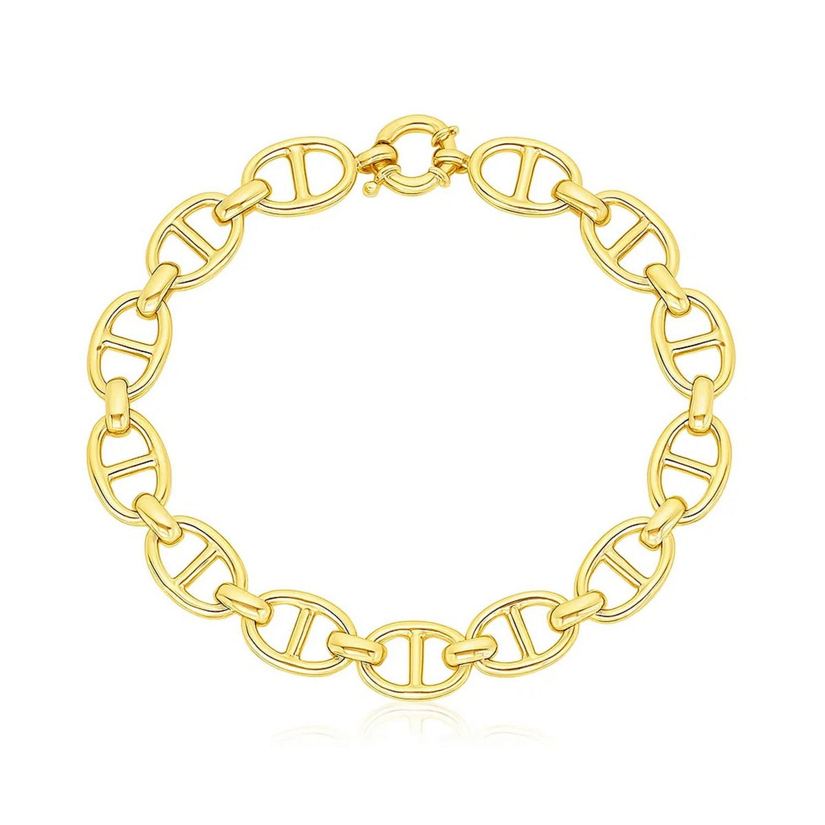 14k Yellow Gold High Polish Mariner Link Bracelet  (13.80 mm)