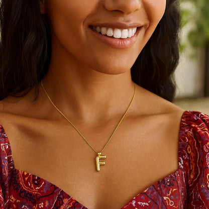 14K Yellow Gold Helium Initial F Pendant