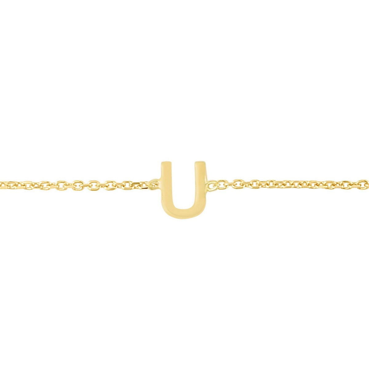 14K Yellow Gold Mini Initial U Bracelet