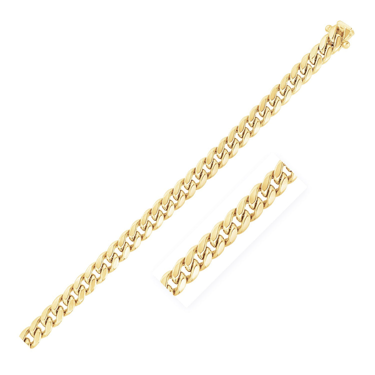 14k Yellow Gold Classic Solid Miami Cuban Chain