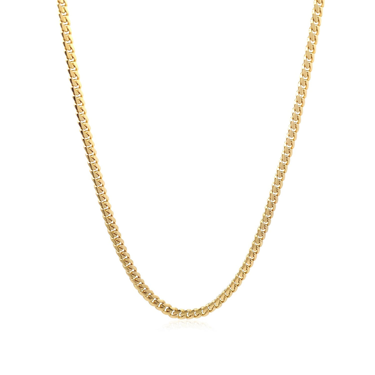 14k Yellow Gold Classic Solid Miami Cuban Chain