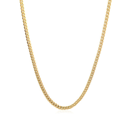 14k Yellow Gold Classic Solid Miami Cuban Chain