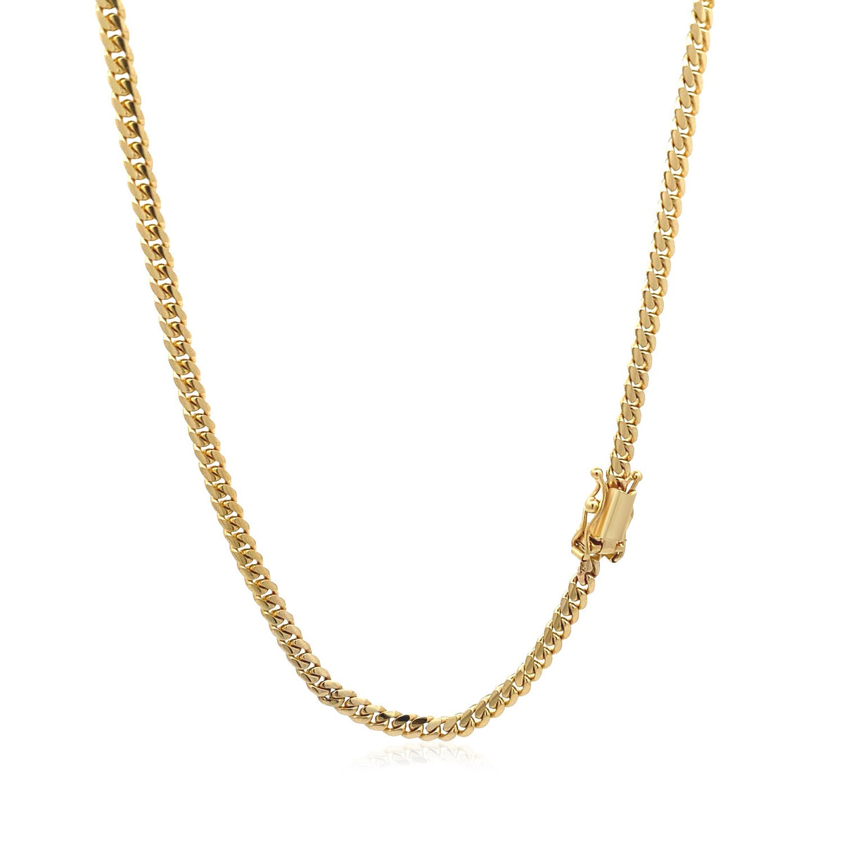 14k Yellow Gold Classic Solid Miami Cuban Chain