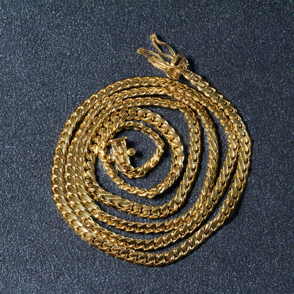 14k Yellow Gold Classic Solid Miami Cuban Chain