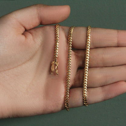 14k Yellow Gold Classic Solid Miami Cuban Chain