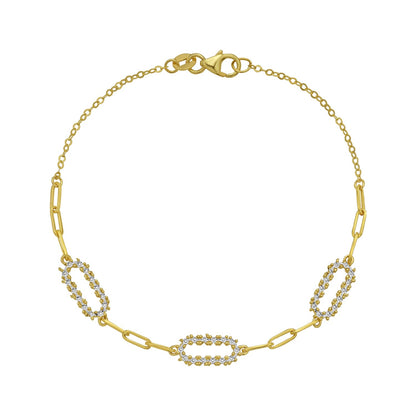 14K Yellow Gold Diamon Oro Paperclip Bracelet