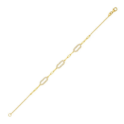 14K Yellow Gold Diamon Oro Paperclip Bracelet
