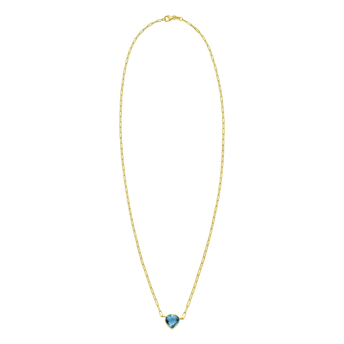 14K Yellow Gold Blue Topaz Heart Necklace (1.50 mm)