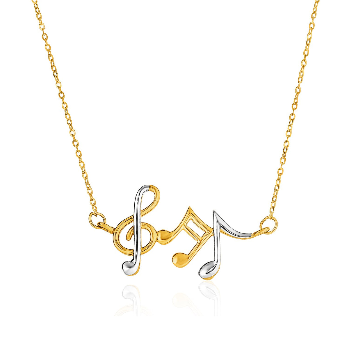 14k Two-Toned Yellow and Musical Notes Necklace