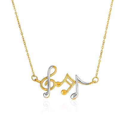 14k Two-Toned Yellow and Musical Notes Necklace