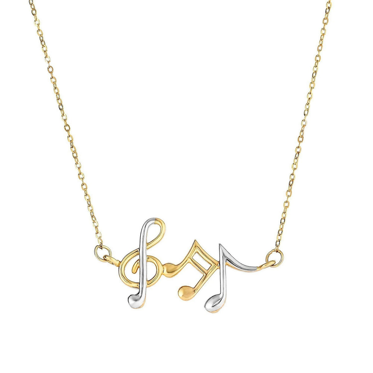 14k Two-Toned Yellow and Musical Notes Necklace