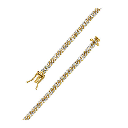Classic Miami Cuban White Pave Solid Chain in 14k