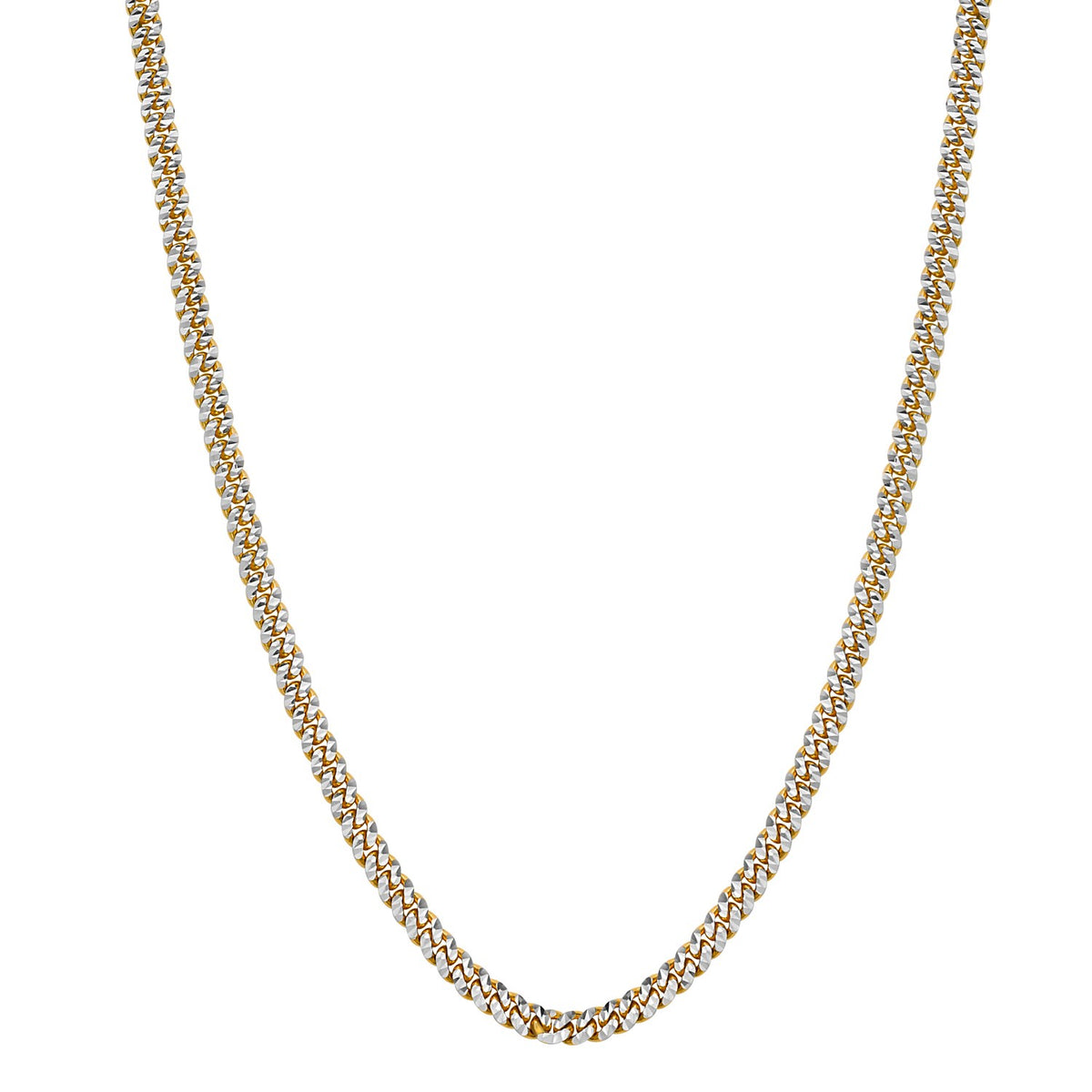 Classic Miami Cuban White Pave Solid Chain in 14k