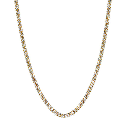 Classic Miami Cuban White Pave Solid Chain in 14k