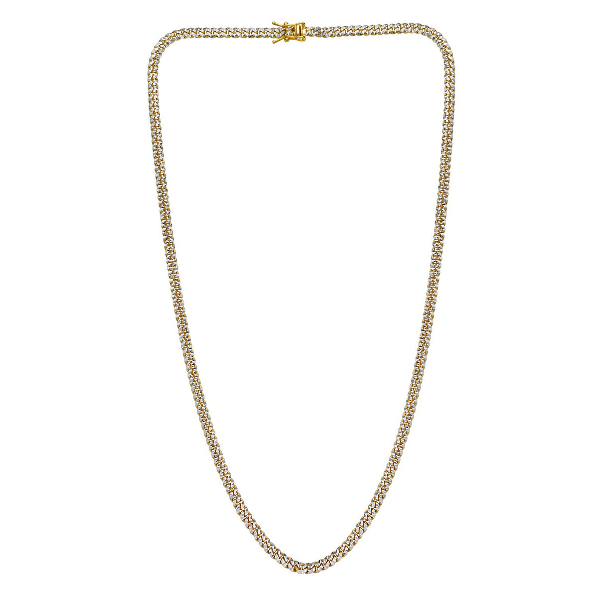 Classic Miami Cuban White Pave Solid Chain in 14k