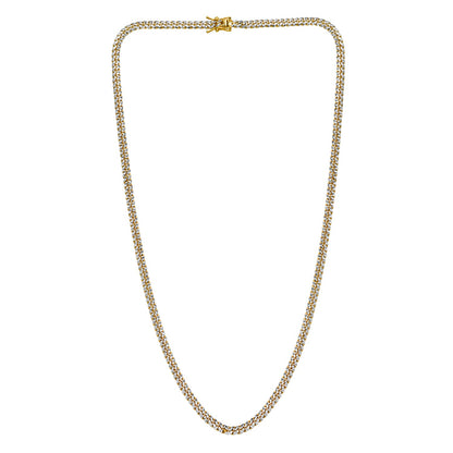 Classic Miami Cuban White Pave Solid Chain in 14k
