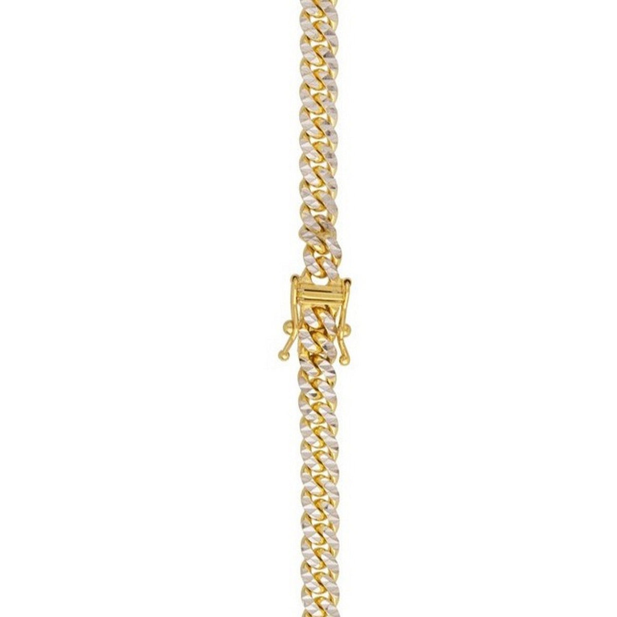 Classic Miami Cuban White Pave Solid Chain in 14k