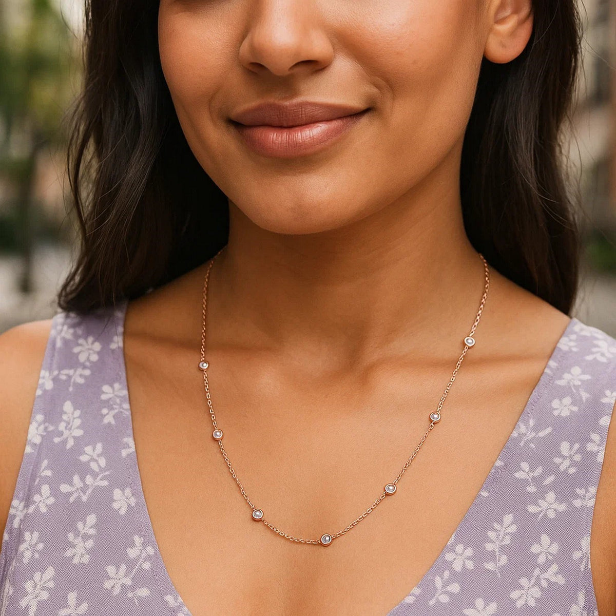 14K Rose Gold Diamonds by the Yard Necklace