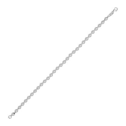 14K White Gold Disco Diamond Cut Bead Bracelet (4.00 mm)